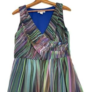 Coldwater Creek Womens Multi Color Maxi Dress Surplice V-Neck Sz 10 Dopamine